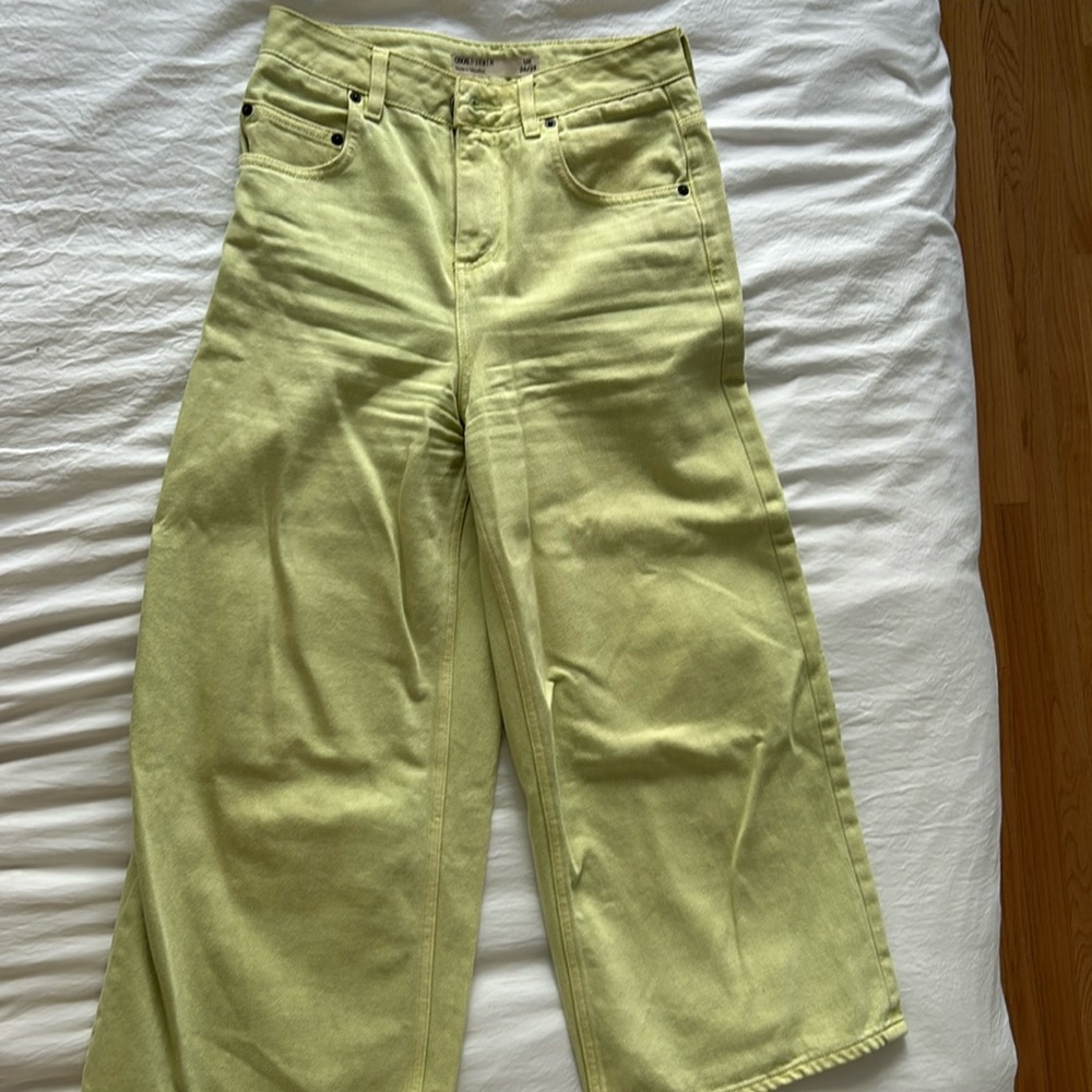 Wide leg green denim